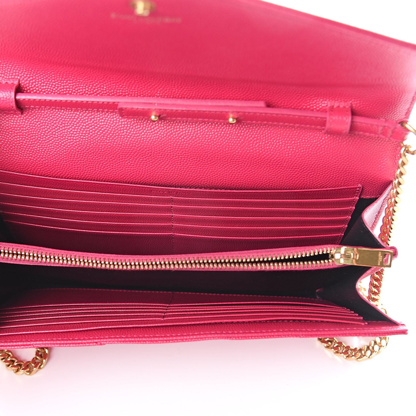 Grain De Poudre Matelasse Chevron Monogram Chain Wallet Fresh Fuchsia