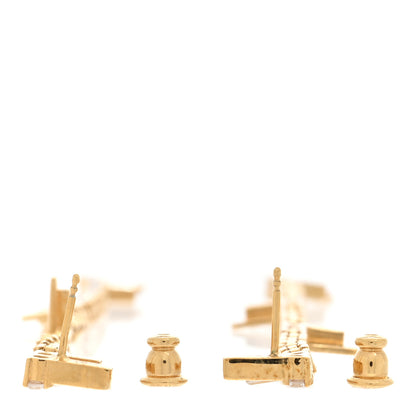 Fendi Metal Crystal Fendi Drop Earrings Gold 3 of 4