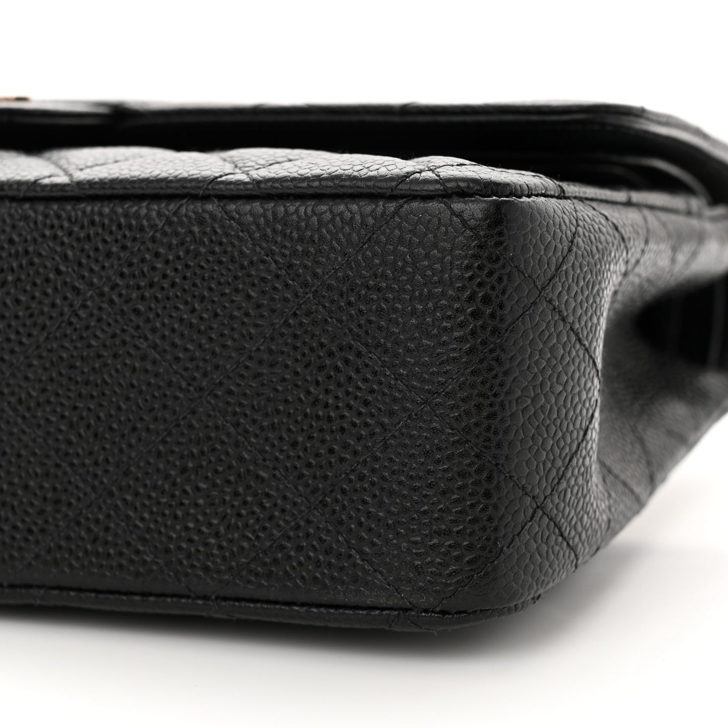 Caviar Quilted Medium Double Flap Black