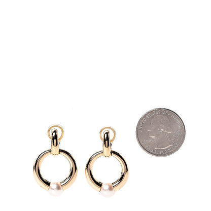 Cartier 18K Yellow Gold Pearl Doorknocker Clip-On Earrings 2 of 5