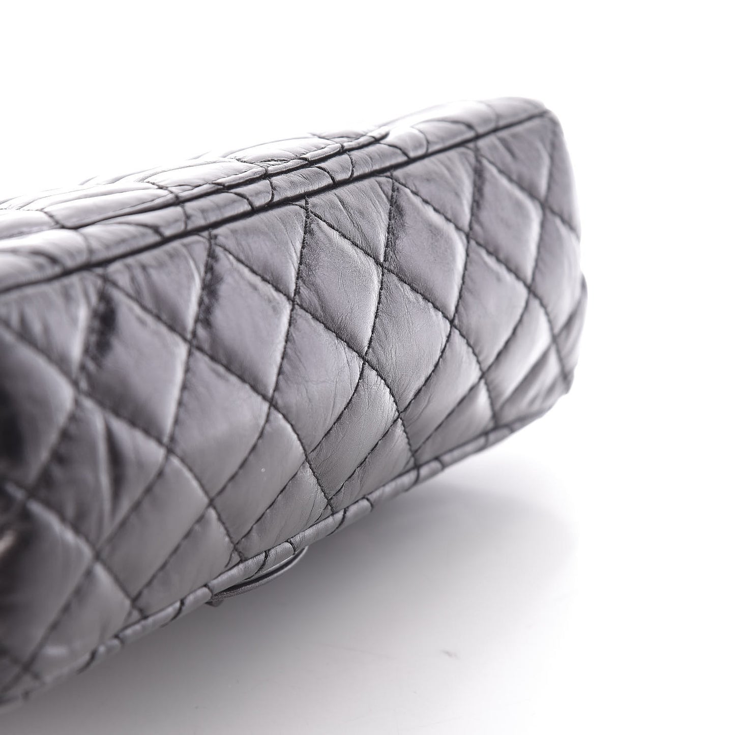 Metallic Aged Calfskin Quilted 2.55 Reissue 225 Flap So Black