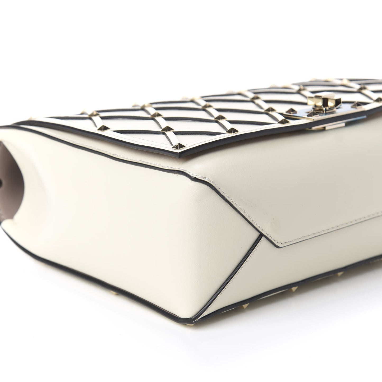 Smooth Calfskin Quilted Beehive Shoulder Bag Light Ivory