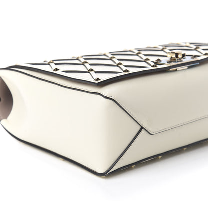 Valentino Garavani Smooth Calfskin Quilted Beehive Shoulder Bag Light Ivory 7 of 8