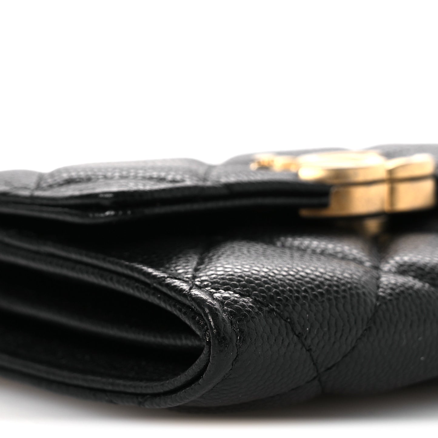 Caviar Quilted Bracelet On Chain Clutch Black