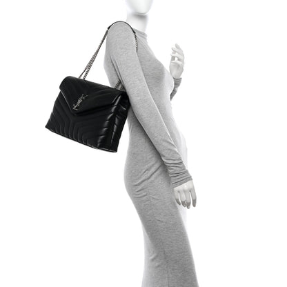 Saint Laurent Calfskin Y Quilted Monogram Medium Loulou Chain Satchel Black 2 of 10