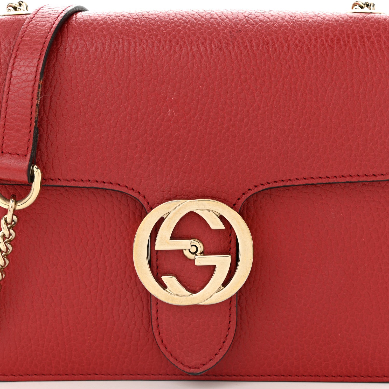 Gucci Dollar Calfskin Small Interlocking G Shoulder Bag Red 8 of 16