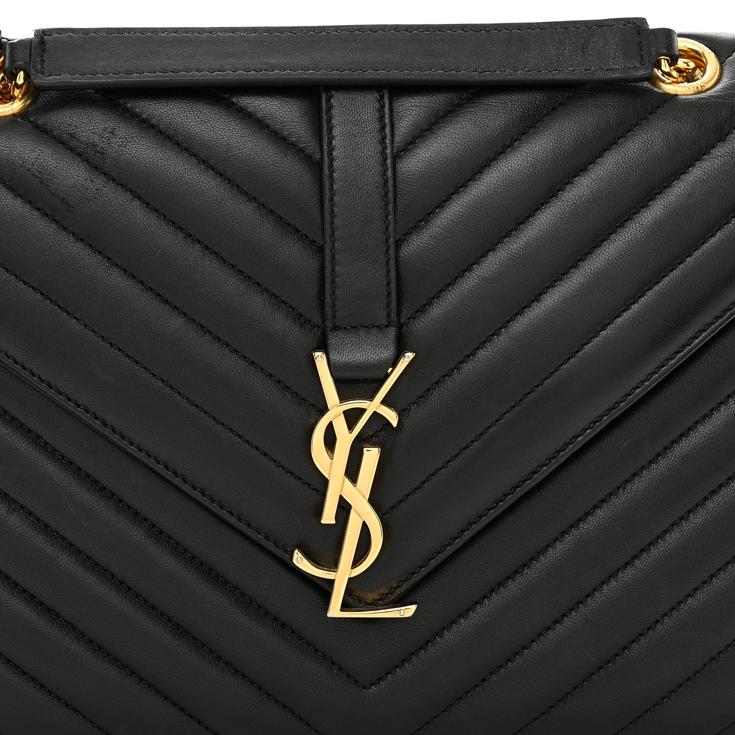 Lambskin Matelasse Chevron Medium Monogram Satchel Black
