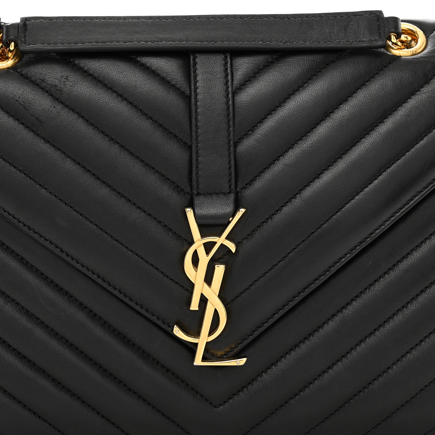 Saint Laurent Lambskin Matelasse Chevron Medium Monogram Satchel Black 5 of 13