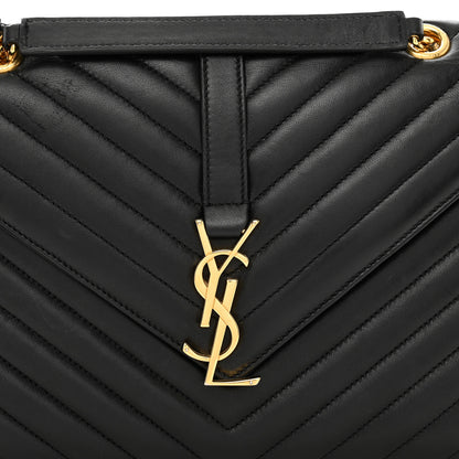Saint Laurent Lambskin Matelasse Chevron Medium Monogram Satchel Black 5 of 13