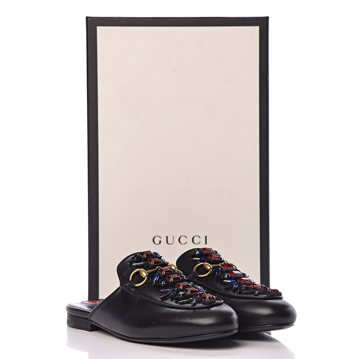 Gucci Malaga Kid Crystal Embroidered Womens Princetown Slippers 35.5 Black 10 of 10