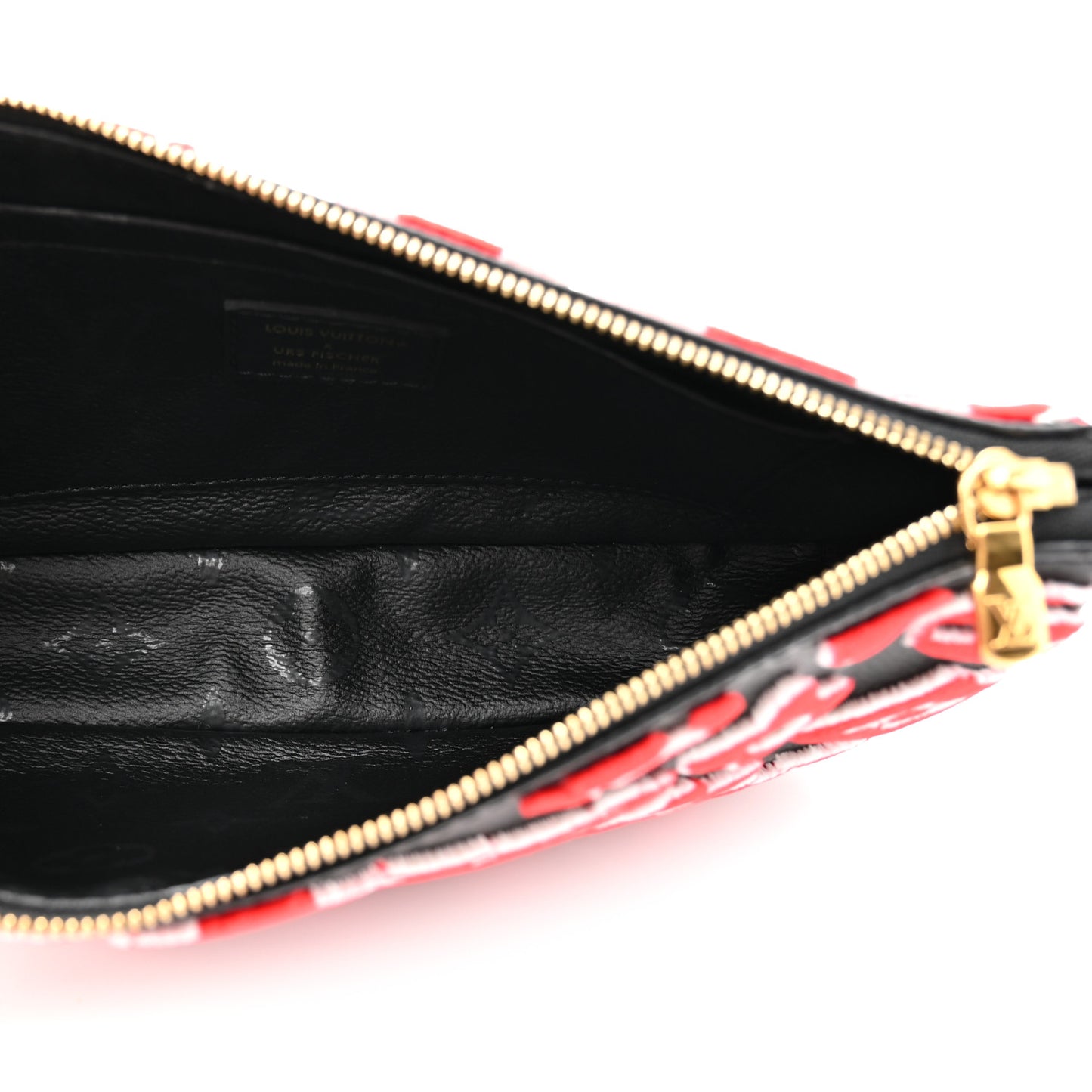 X UF Tufted Monogram Pochette Accessories Black Red Black Red