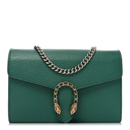 Gucci Calfskin Mini Dionysus Chain Wallet Emerald 1 of 10