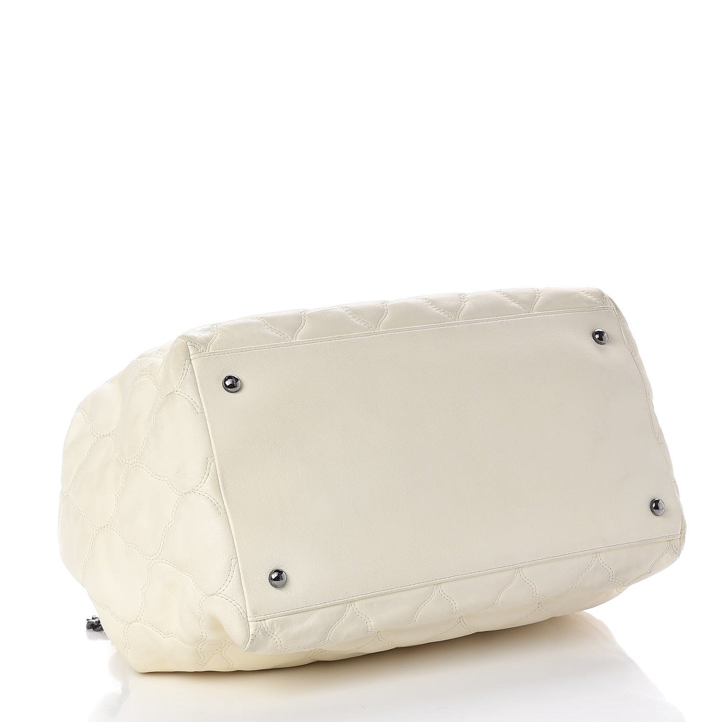 Lambskin Cells Accordion Tote Dark White