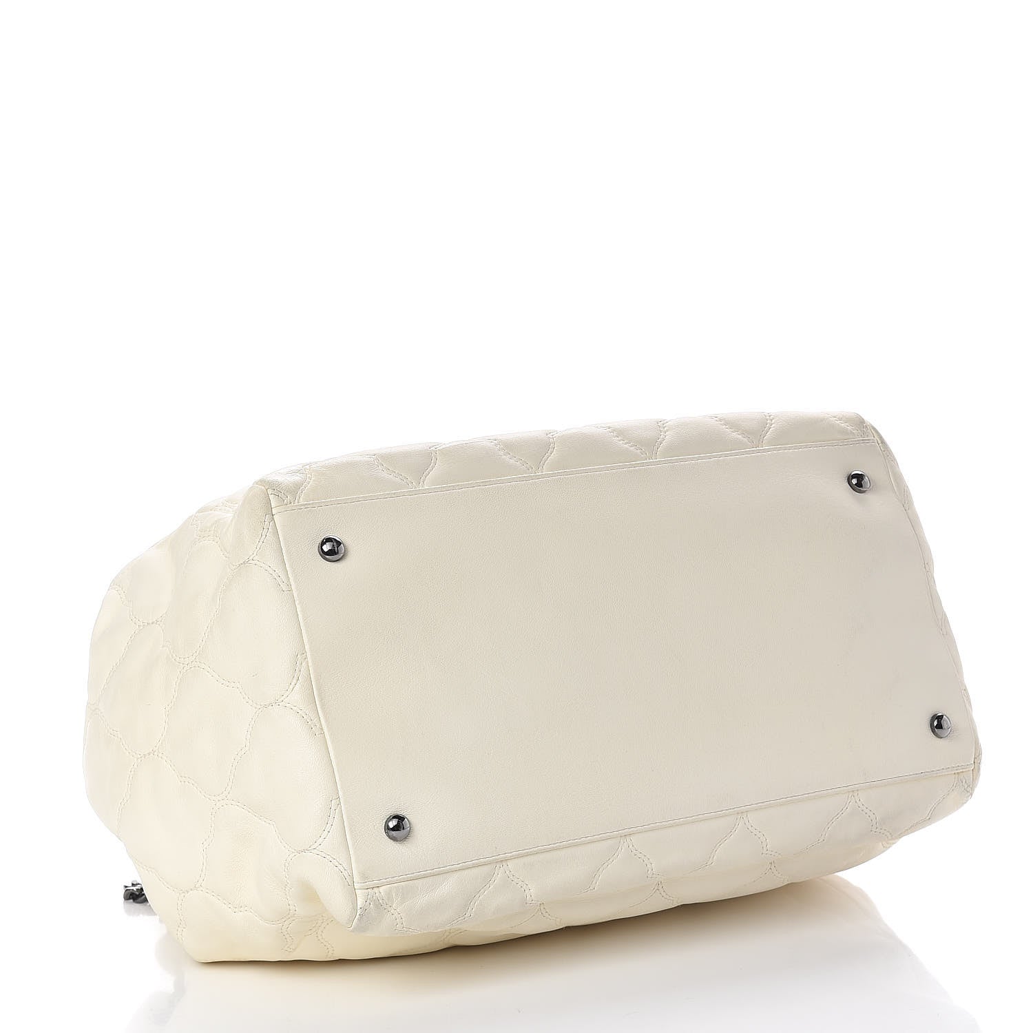 Chanel Lambskin Cells Accordion Tote Dark White 4 of 13