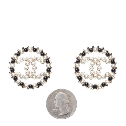 Chanel Resin Pearl CC Earrings Gold Black 2 of 7