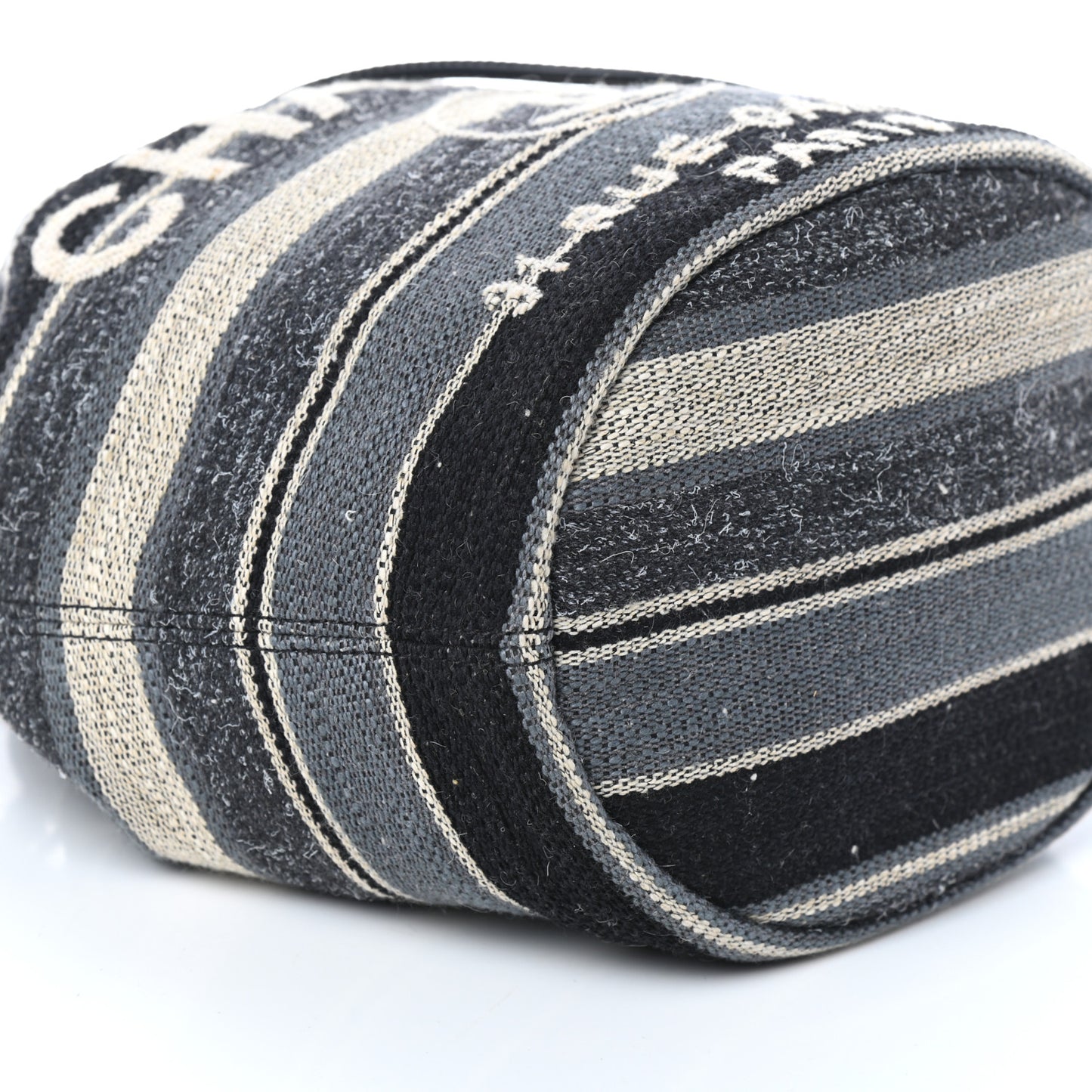 Striped Canvas Deauville Drawstring Bag Grey Black