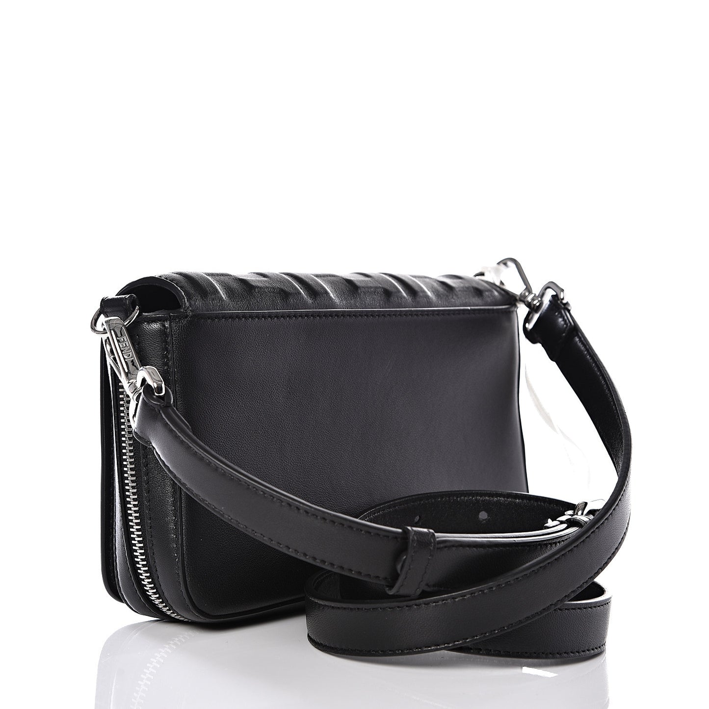Nappa FF 1974 Embossed Mini Expandable Flap Bag Black