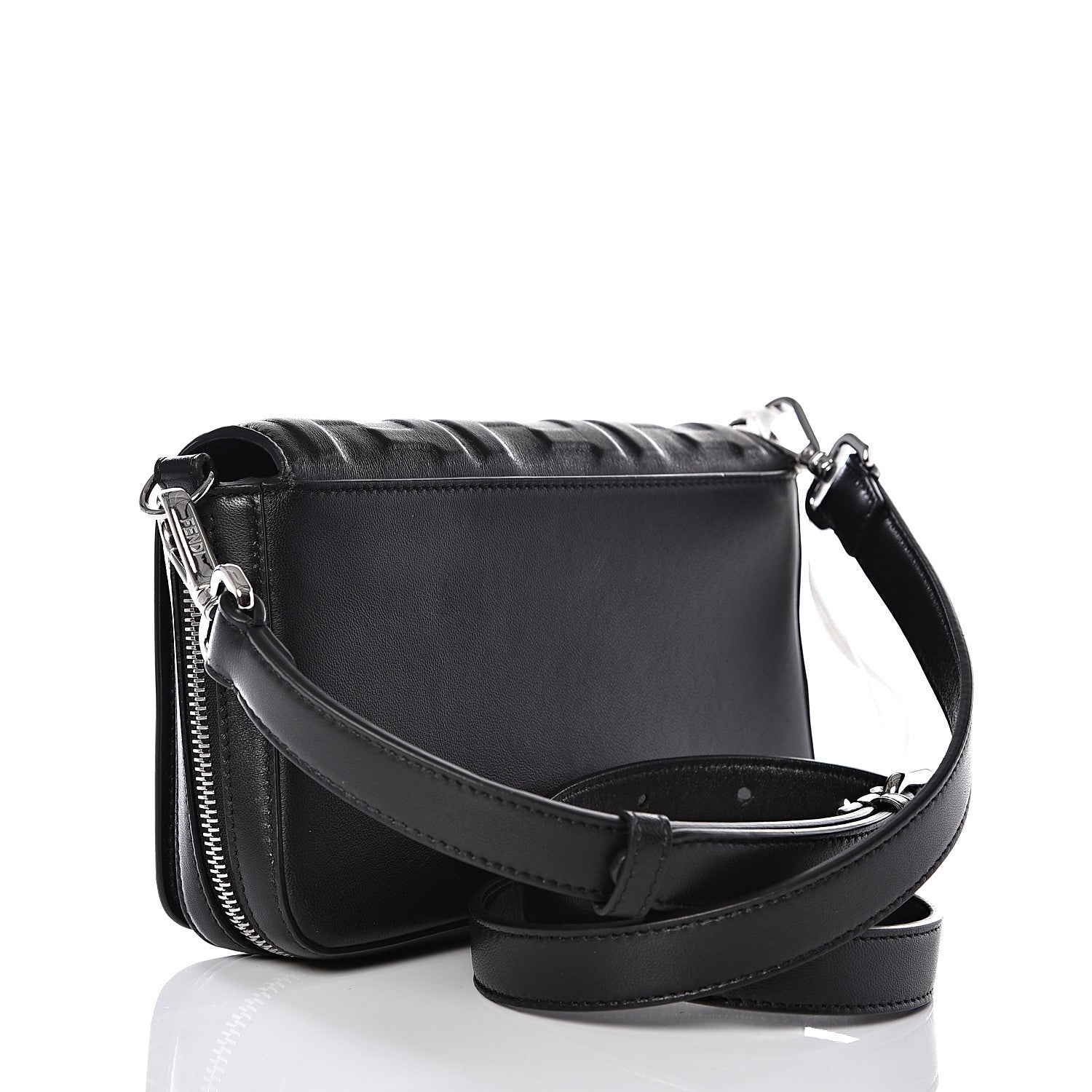 Fendi Nappa FF 1974 Embossed Mini Expandable Flap Bag Black 2 of 10