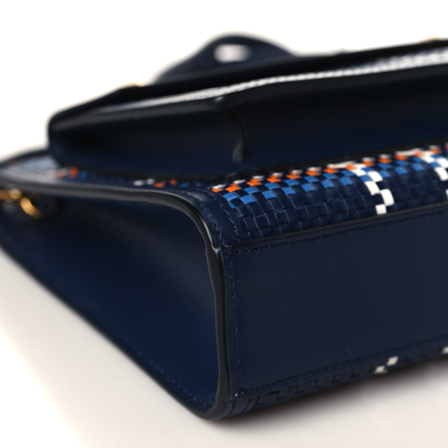 Burberry Calfskin Nylon Tartan Mini Pocket Bag Blue White Orange 7 of 8