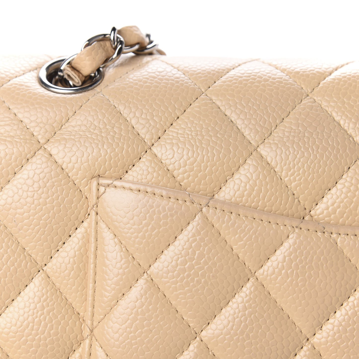 Caviar Quilted Medium Double Flap Beige Clair