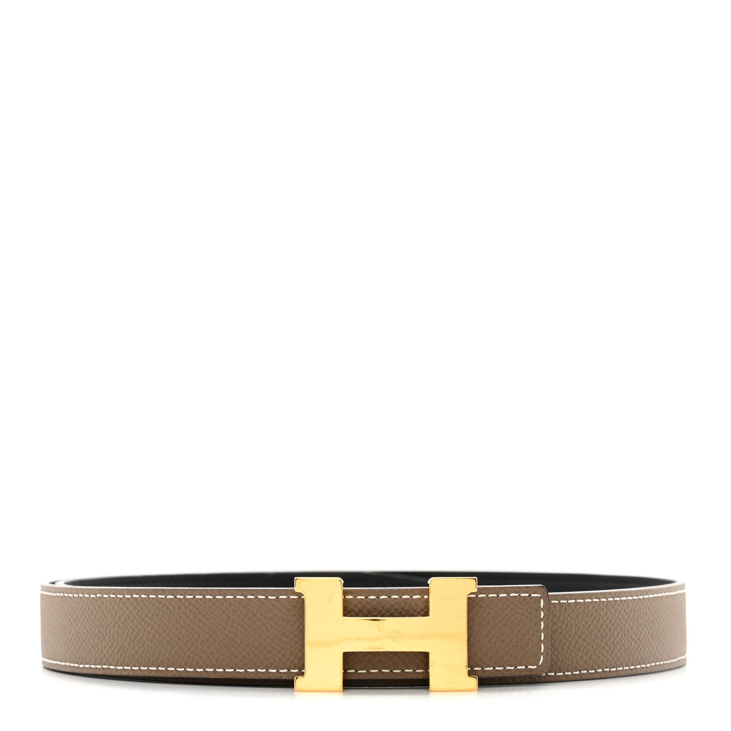 Hermes Swift Epsom 24mm Mini Constance H Belt 80 32 Black Etoupe 1 of 8