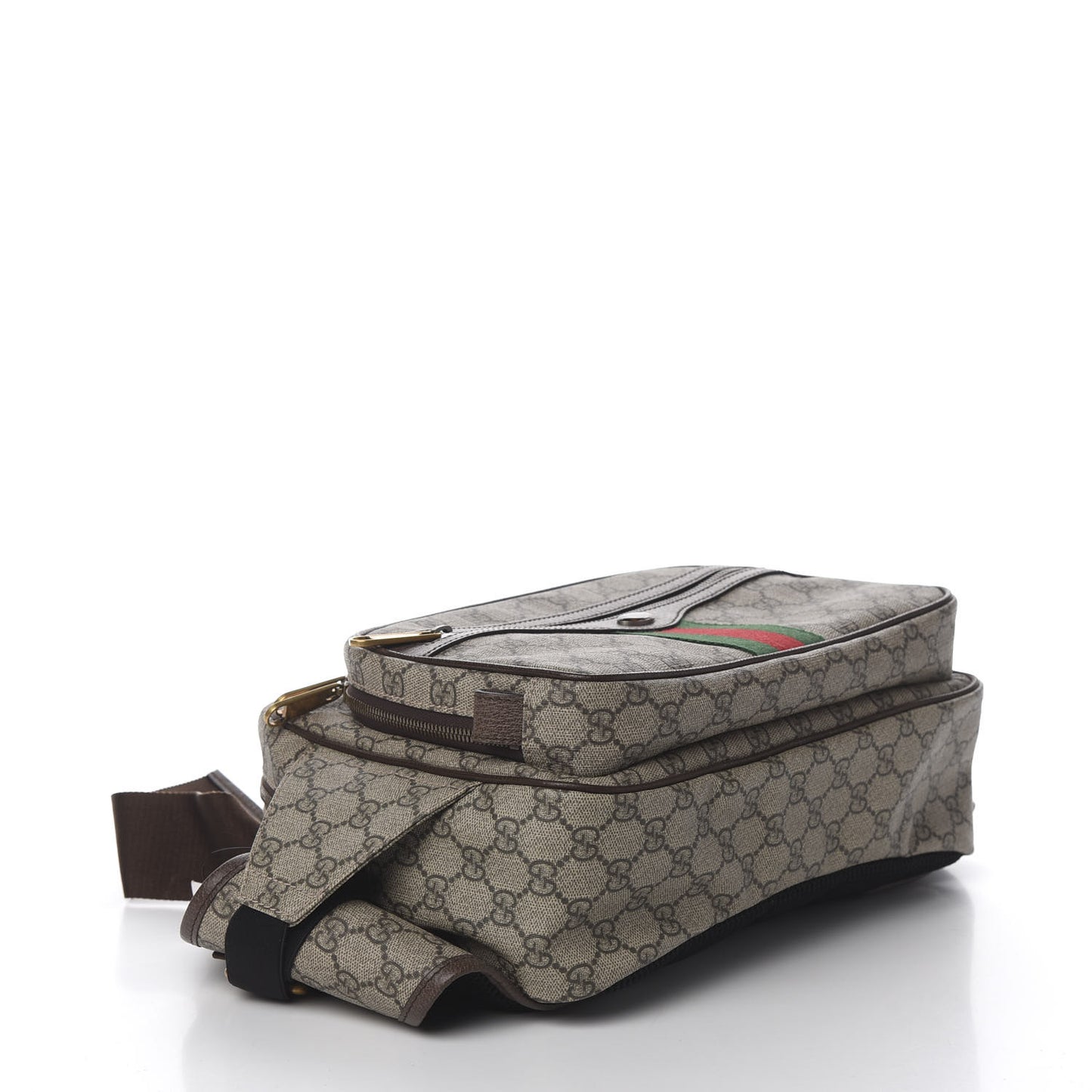 Soft GG Supreme Monogram Textured Dollar Calfskin Web Ophidia Pouch Pocket Belt Bag 95 38 Beige Ebony New Acero Black