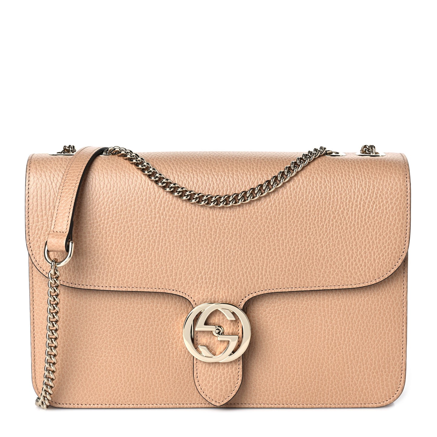 Dollar Calfskin Interlocking G Shoulder Bag Camelia