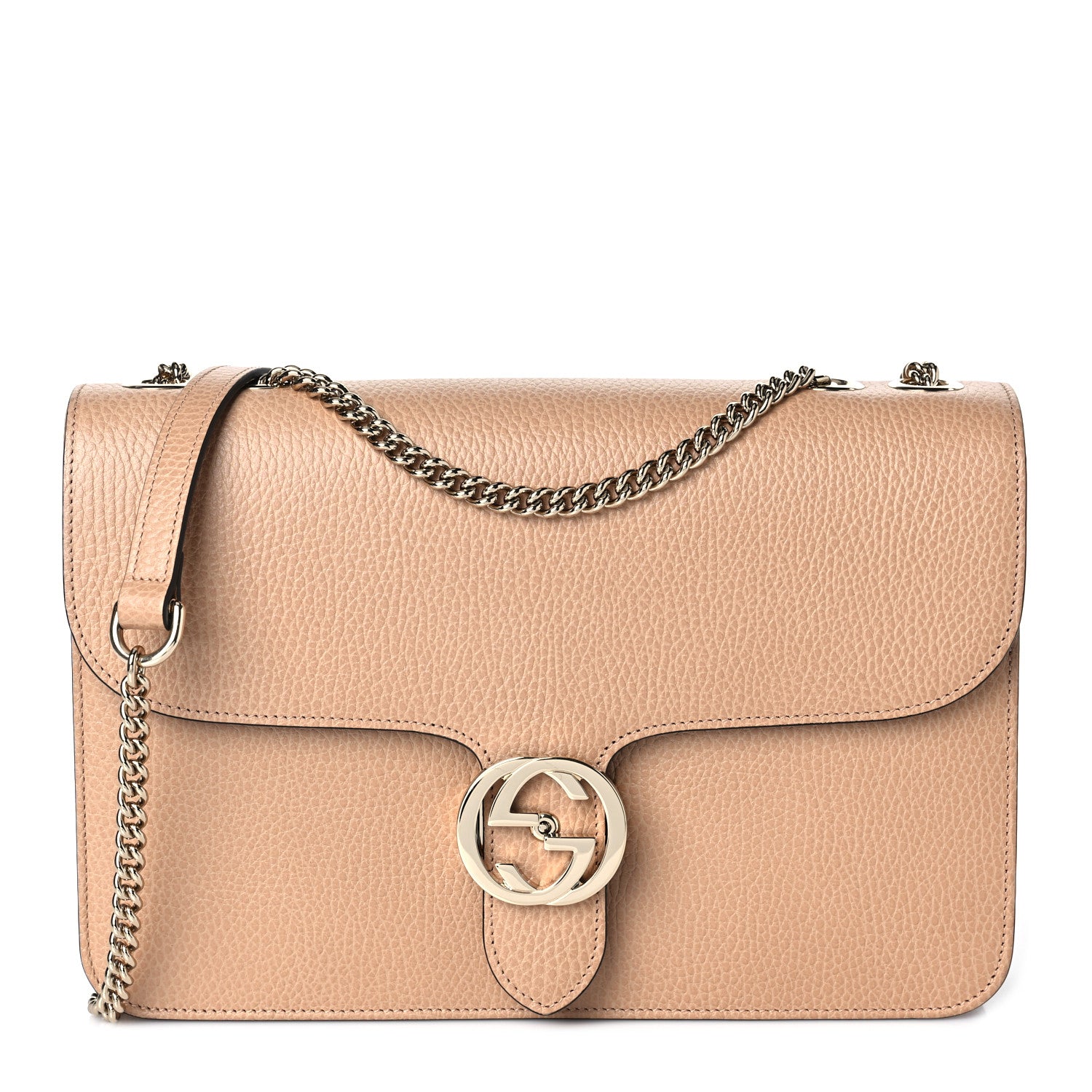 Gucci Dollar Calfskin Interlocking G Shoulder Bag Camelia 1 of 9