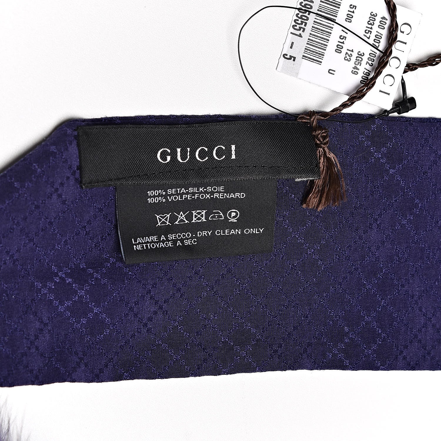 Gucci Silk Fox Fur Panel Scarf Purple 3 of 5
