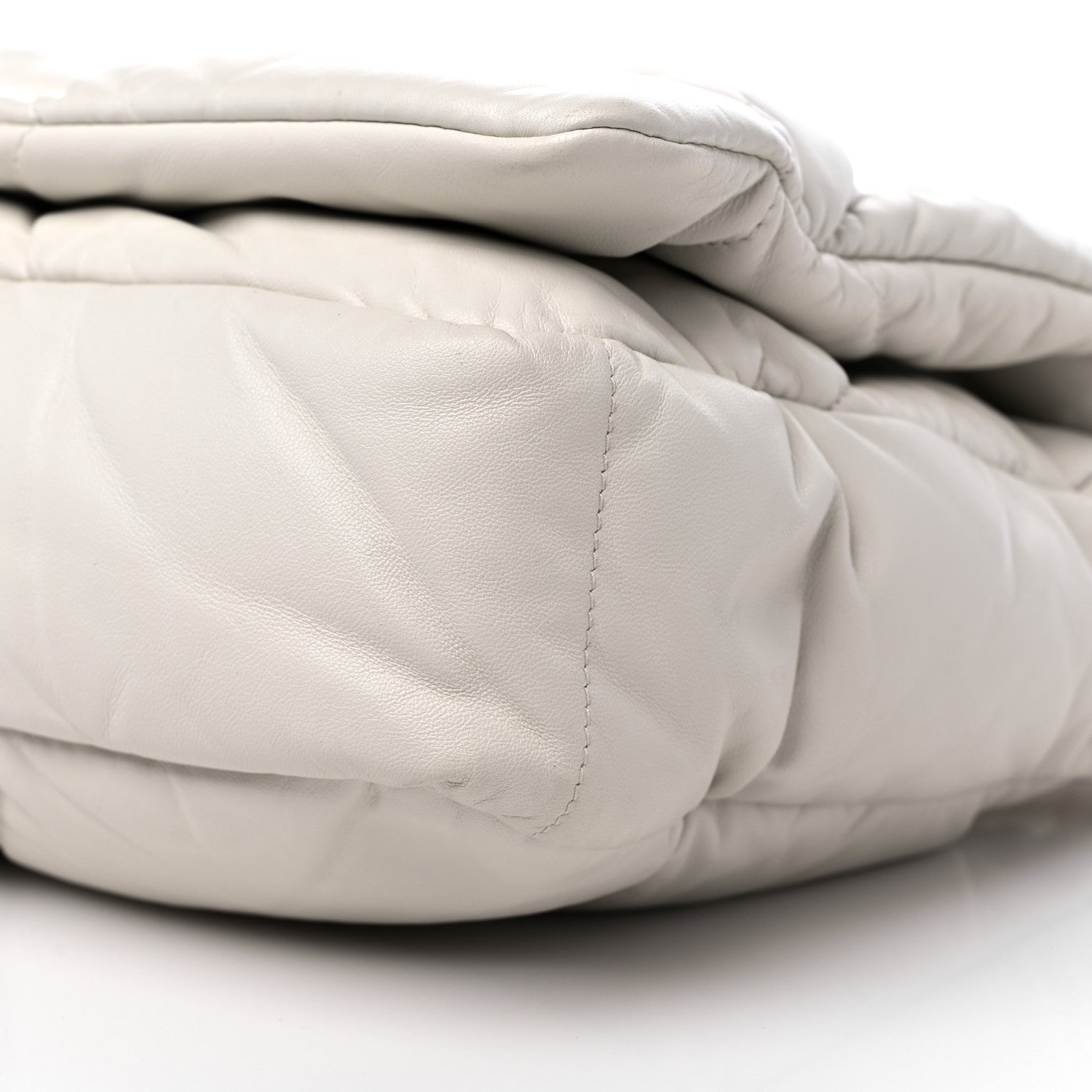 Prada Nappa Soft Padded Logo Embossed Triangle Quilted Shoulder Bag White 8 of 10