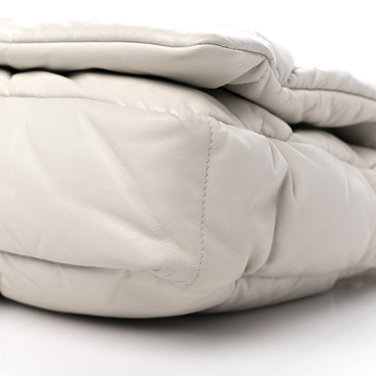 Prada Nappa Soft Padded Logo Embossed Triangle Quilted Shoulder Bag White 8 of 10