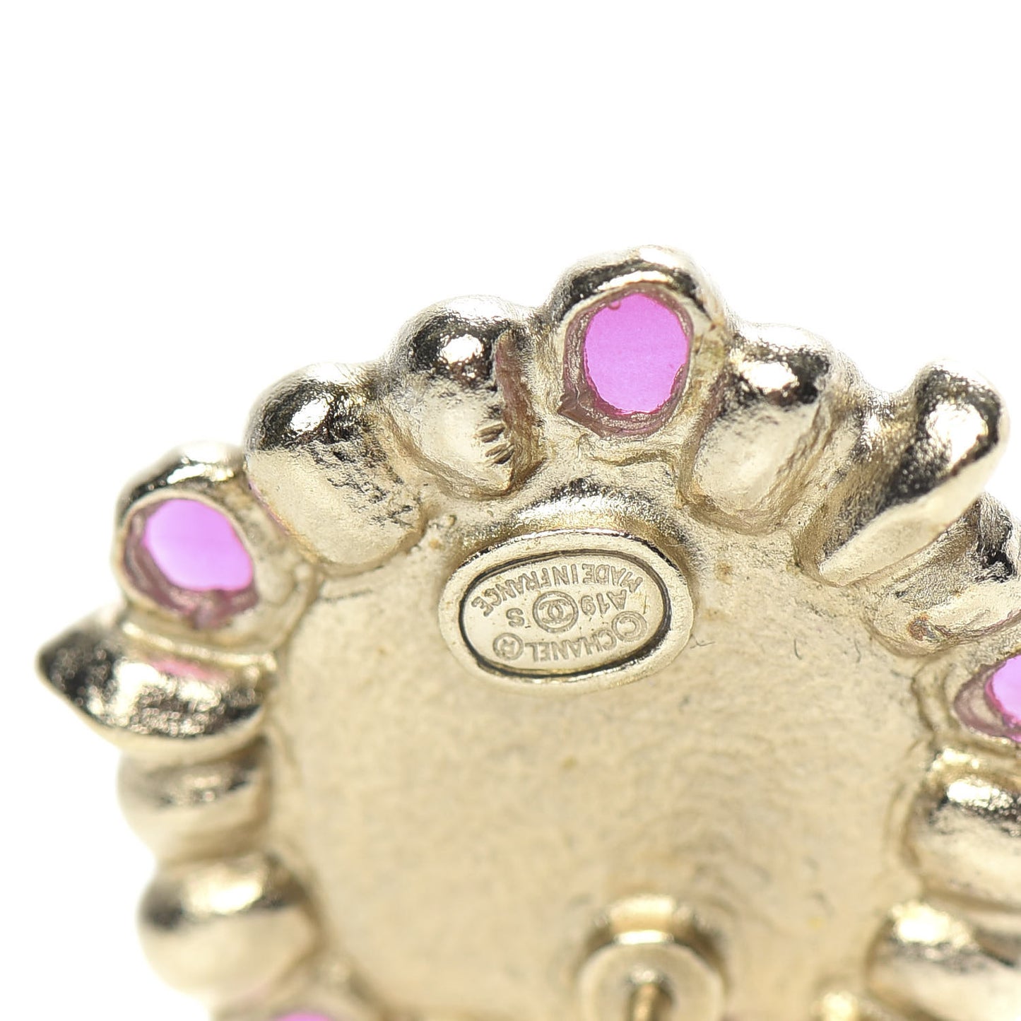 Pearl Gripoix CC Round Earrings Gold Multicolor