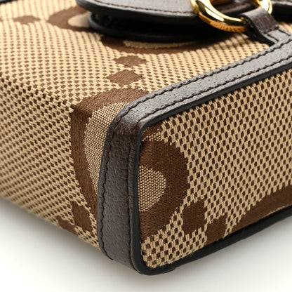 Gucci Monogram Jumbo GG Textured Dollar Calfskin Mini Horsebit 1955 Crossbody Bag Camel Ebony New Acero 8 of 9