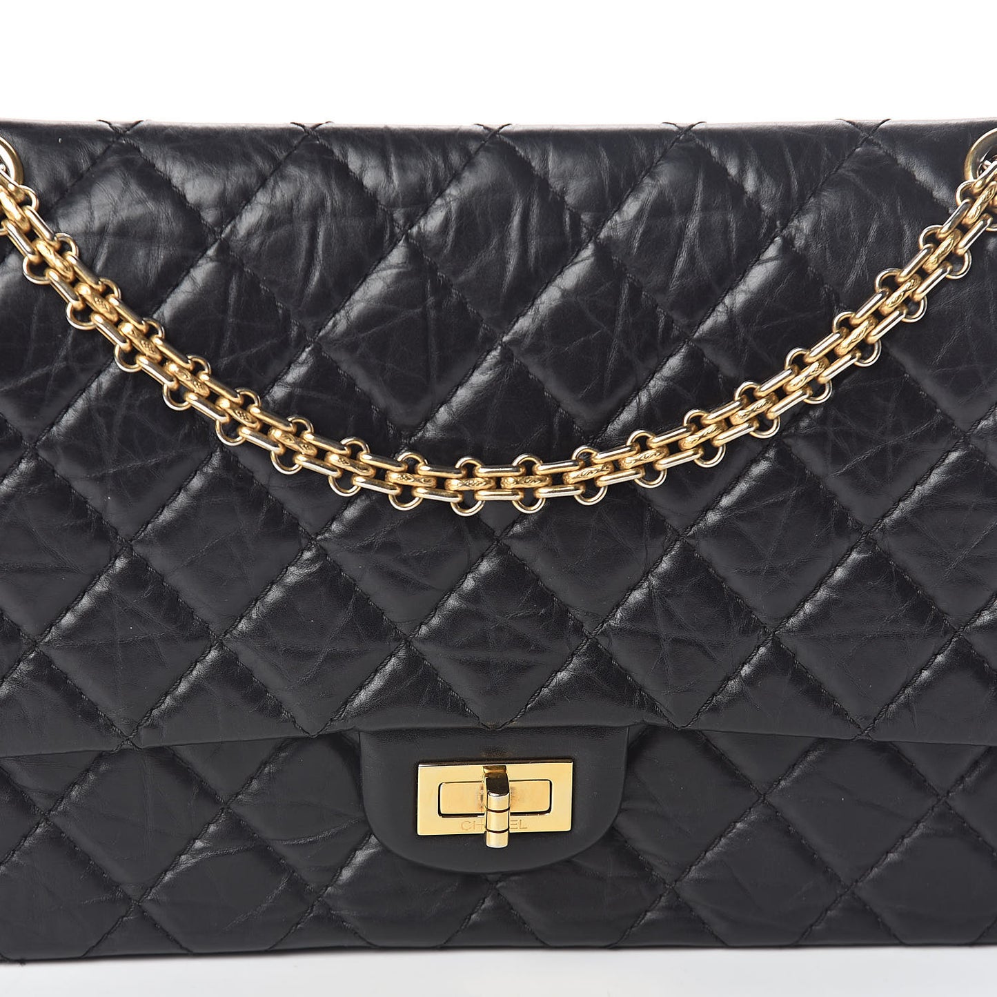 Aged Calfskin Quilted 2.55 Reissue 226 Flap Black