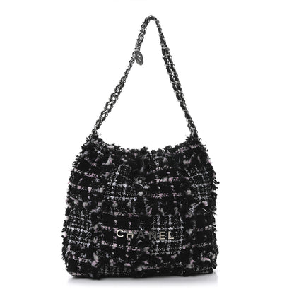 Chanel Tweed Patchwork Quilted Small Chanel 22 Black Pink White 1 of 11
