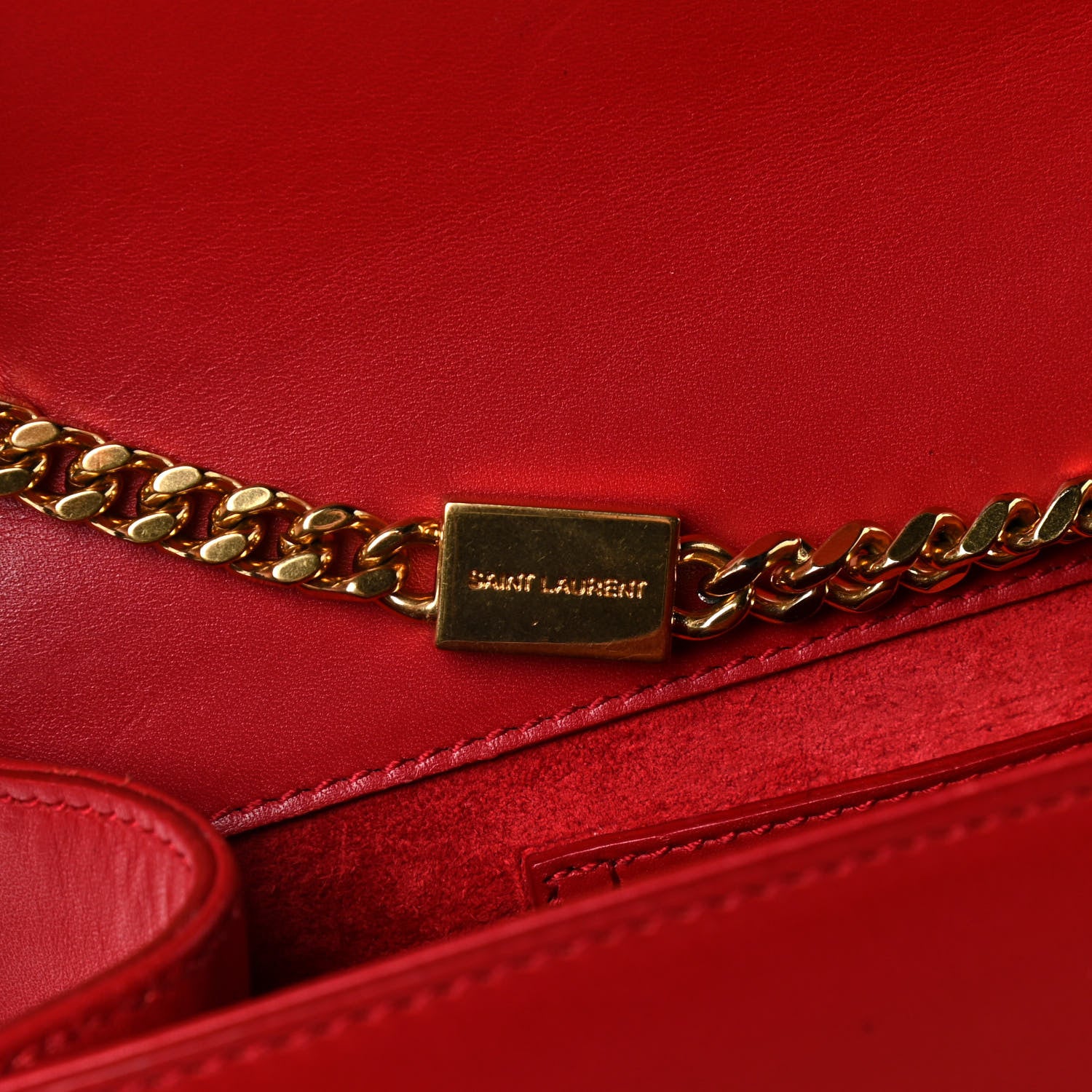 Saint Laurent Smooth Calfskin Medium Classic Monogram Kate Tassel Satchel New Red 7 of 12