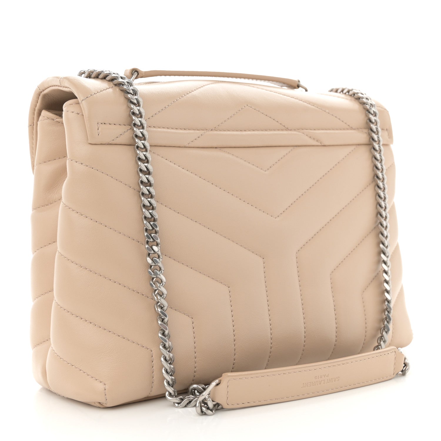 Saint Laurent Calfskin Y Quilted Monogram Small Loulou Chain Satchel Dark Beige 2 of 10