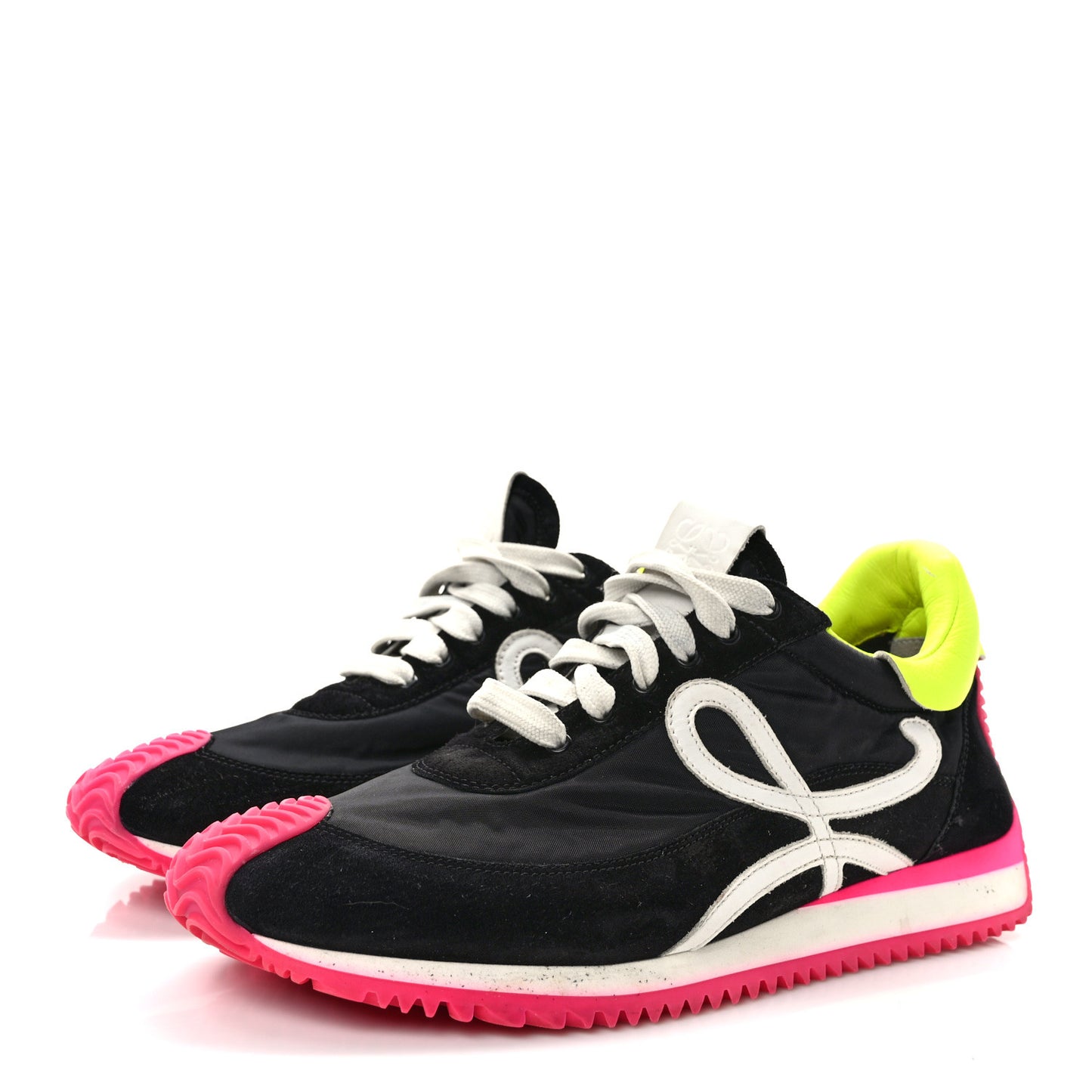Suede Nylon Womens Flow Runner Sneakers 39 Black Neon Pink