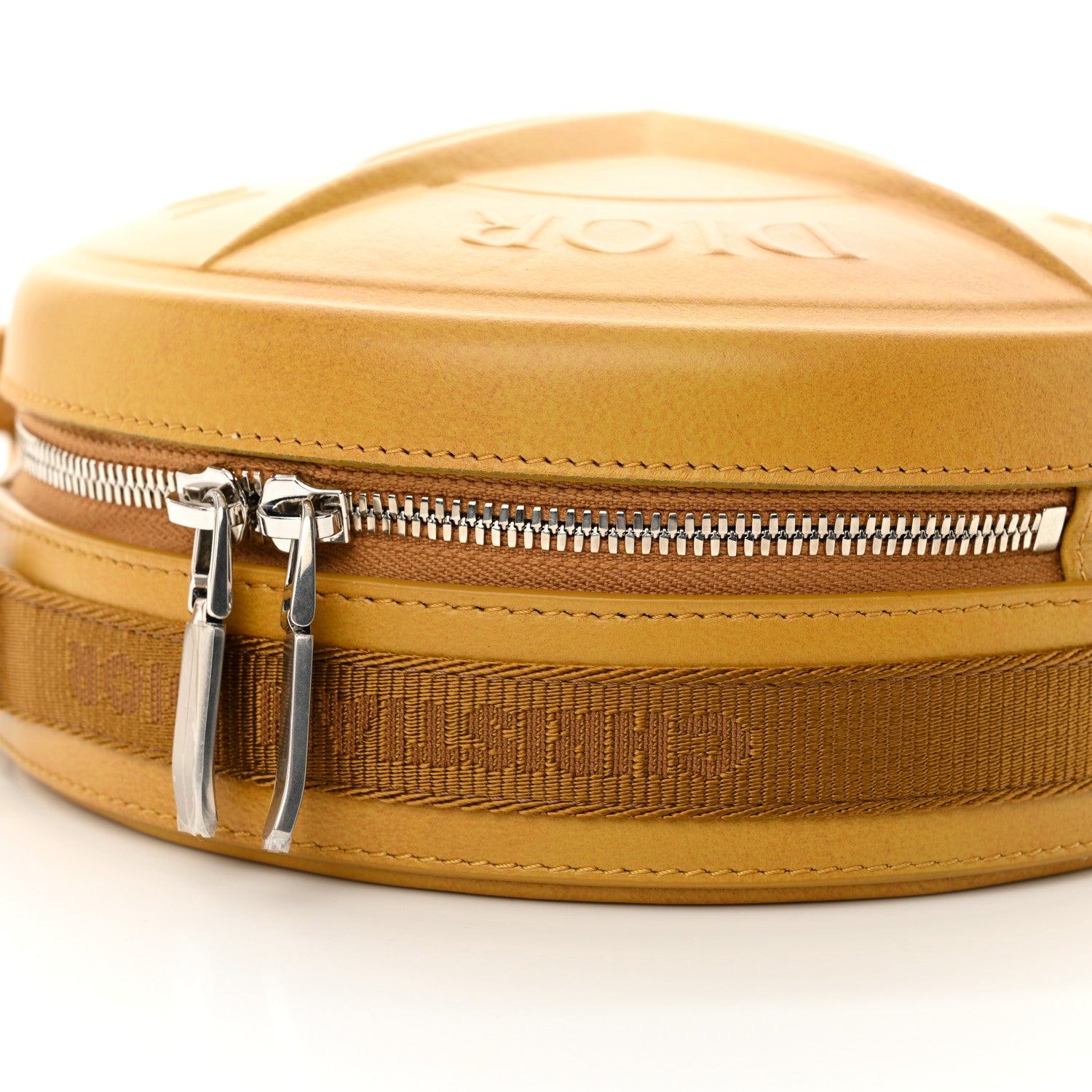 Christian Dior X STONE ISLAND Calfskin Mens Round Bag Tane Gold 8 of 12