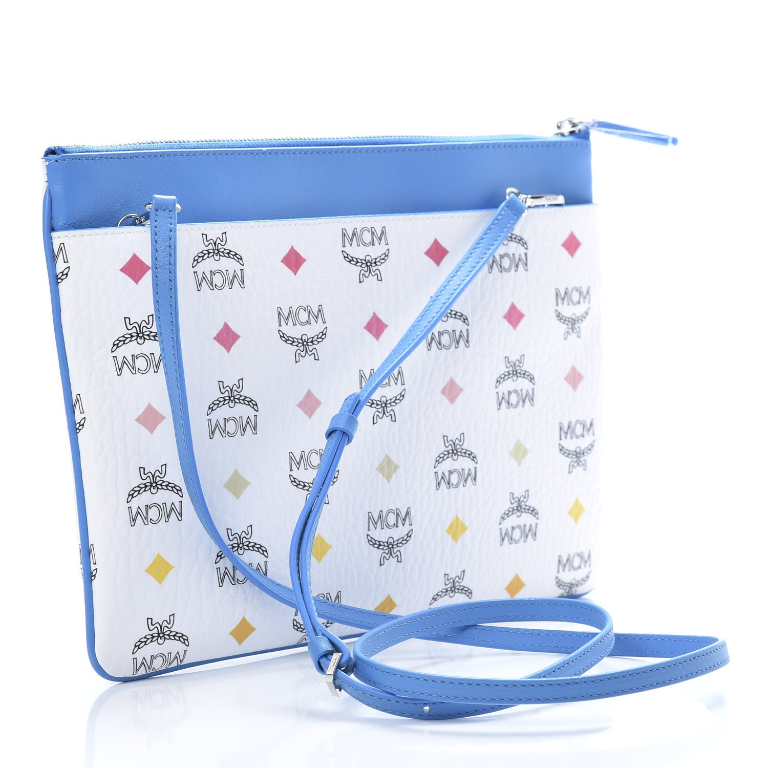 MCM Skyoptic Visetos Medium Crossbody Pouch Spectrum Diamond White 3 of 11