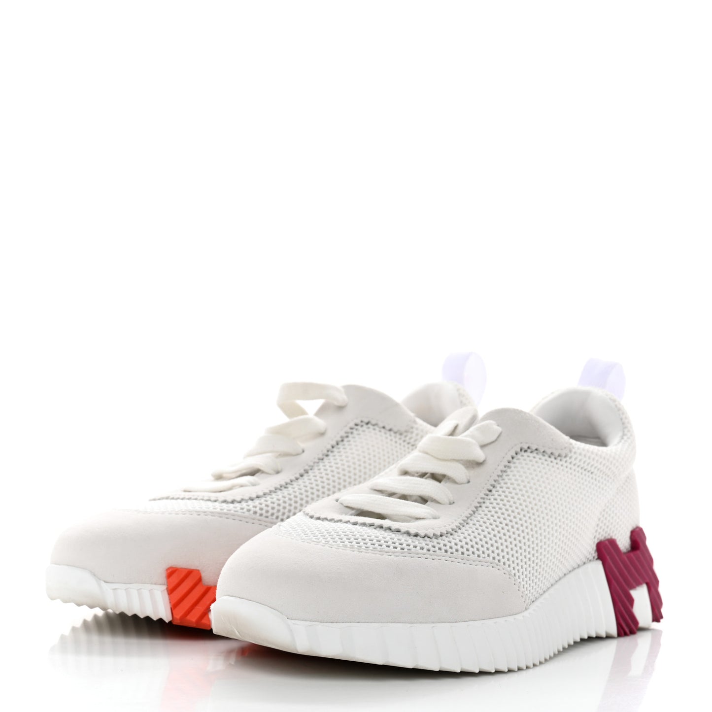 Air Mesh Suede Goatskin Bouncing Sneakers 37 White Orange Pink