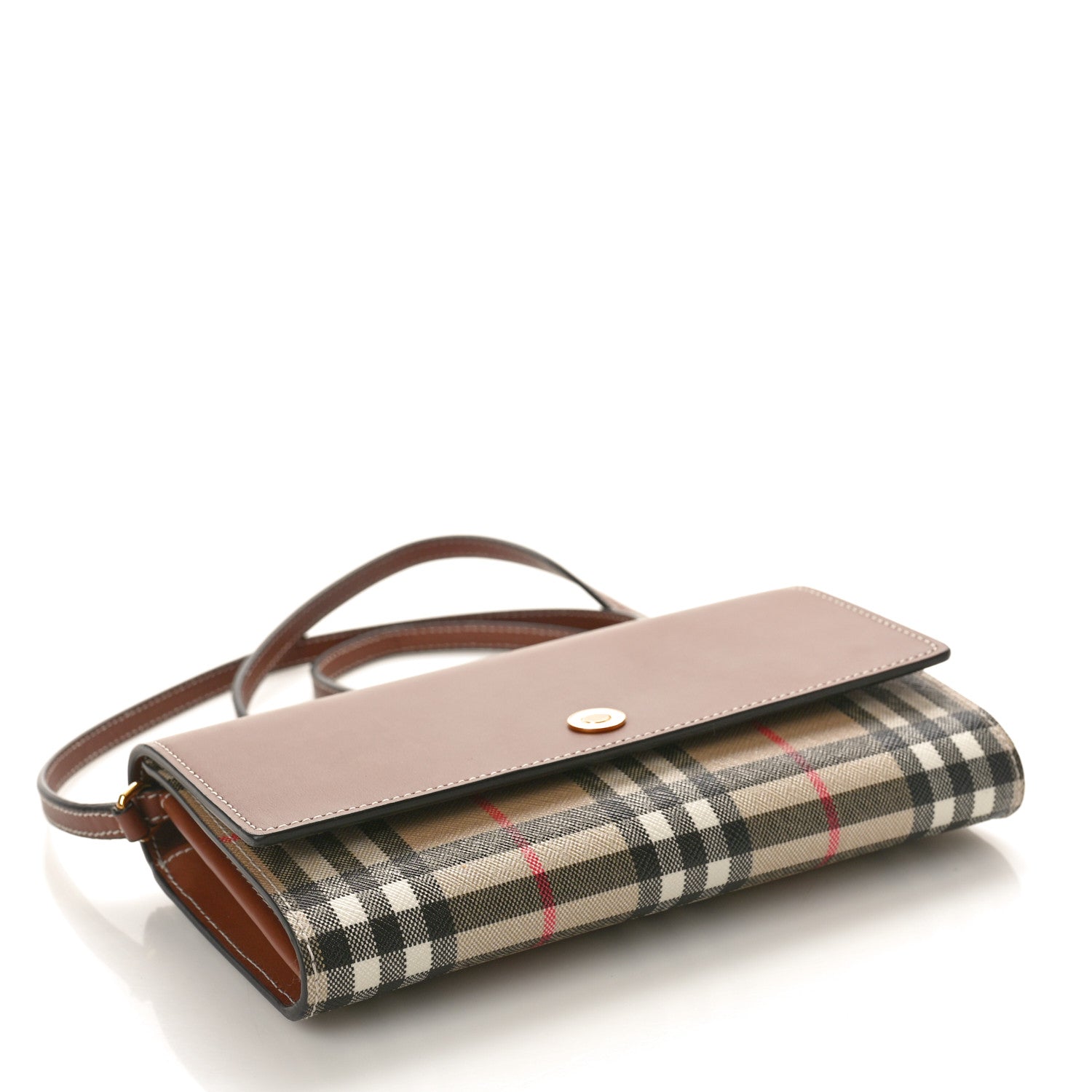Burberry Calfskin Vintage Check Hannah Wallet with Detachable Strap Archive Beige Tan 4 of 10