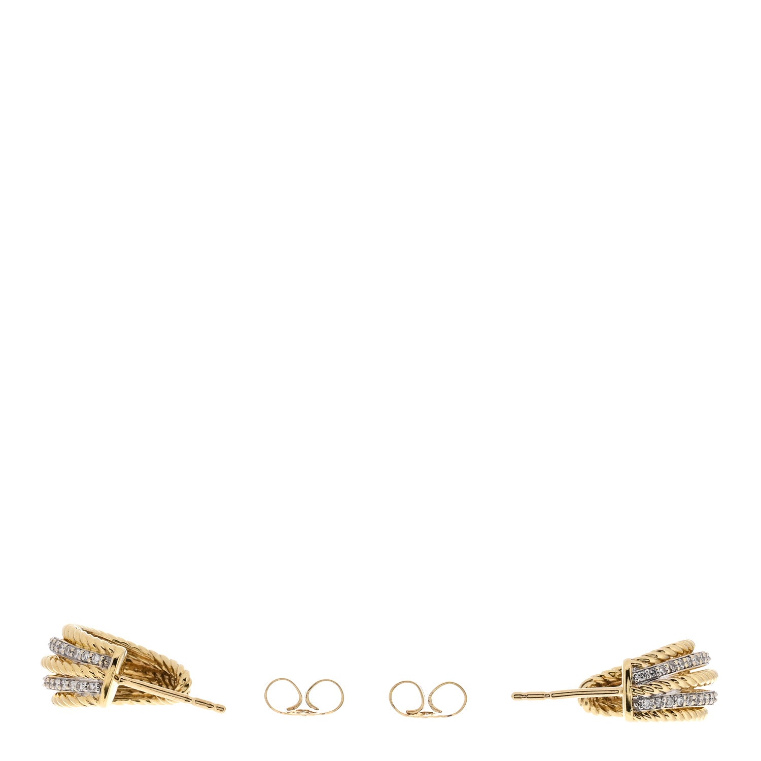 David Yurman 18K Yellow Gold Diamond Lantana Cable Earrings 3 of 4