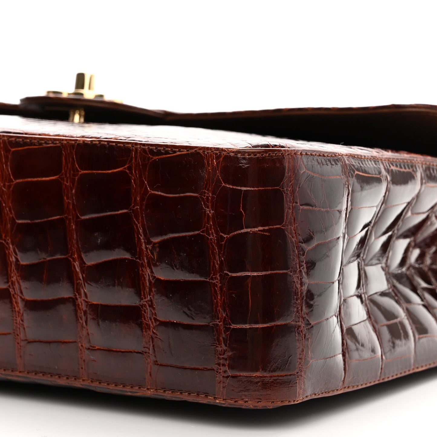 Alligator Jumbo Single Flap Dark Brown