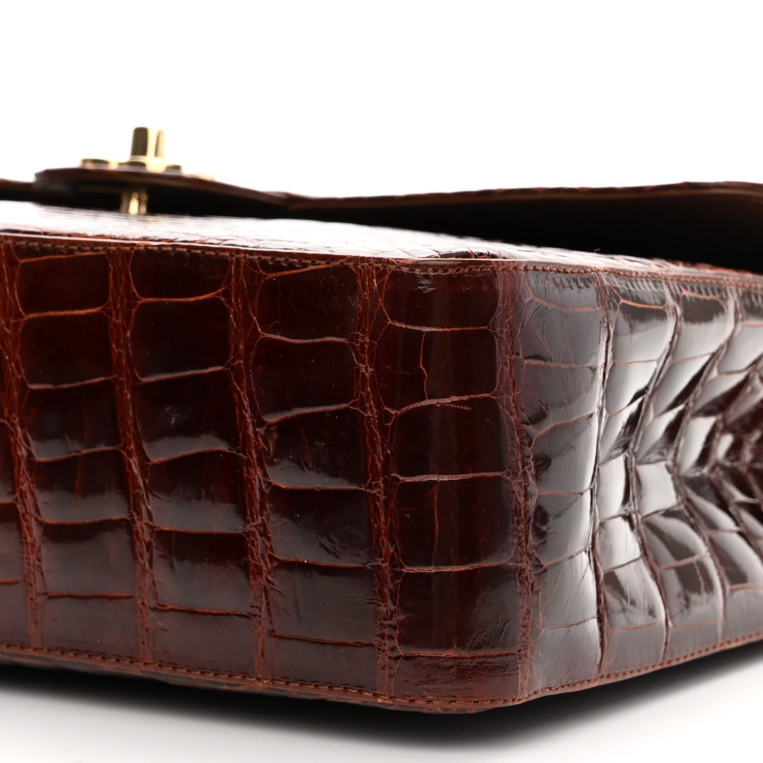 Chanel Alligator Jumbo Single Flap Dark Brown 10 of 11
