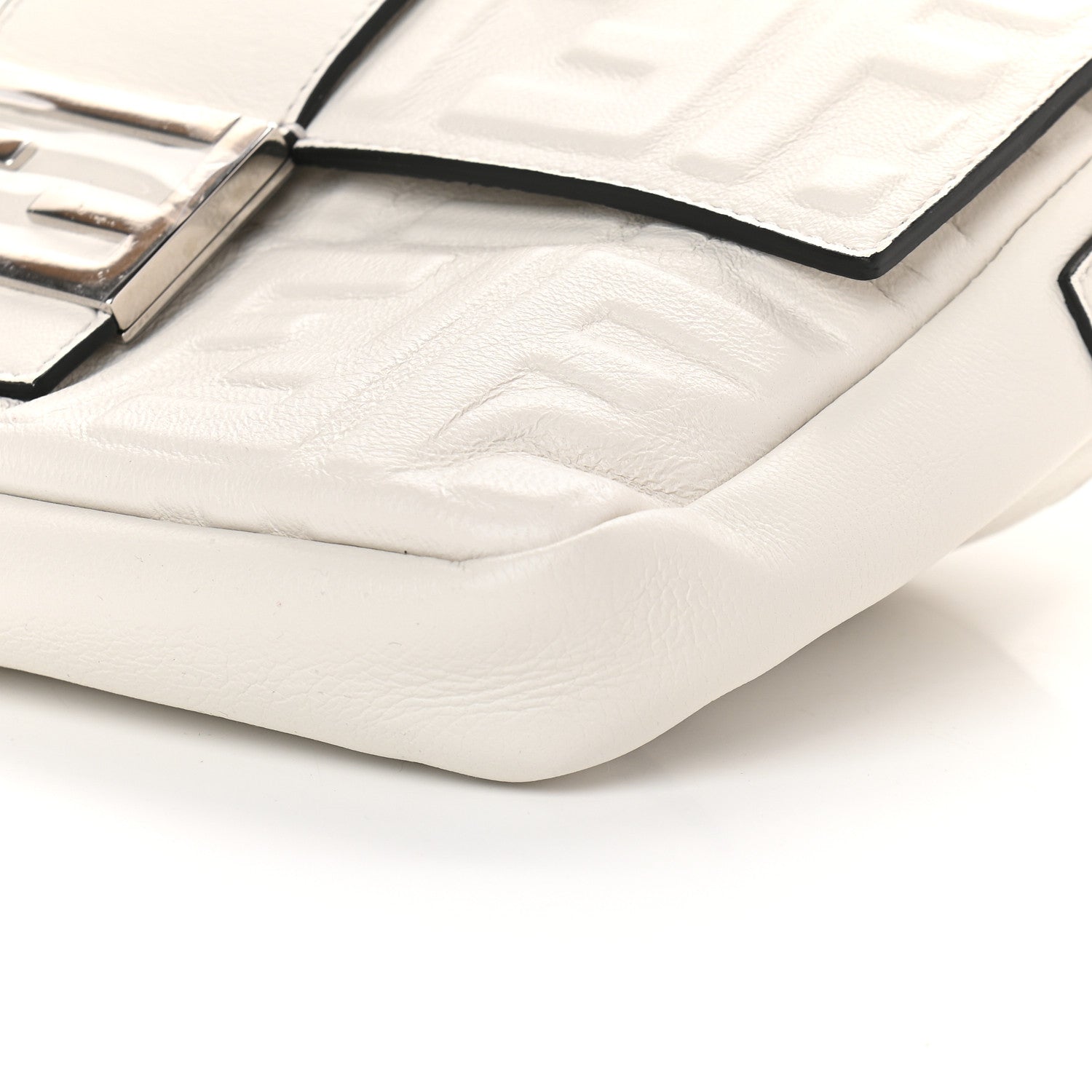 Fendi Nappa FF 1974 Embossed Belt Baguette Bag White 9 of 9