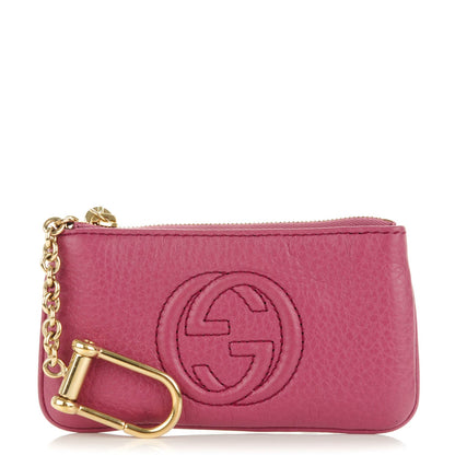 Gucci Pebbled Calfskin Soho Key Case Peonia Flower 1 of 7