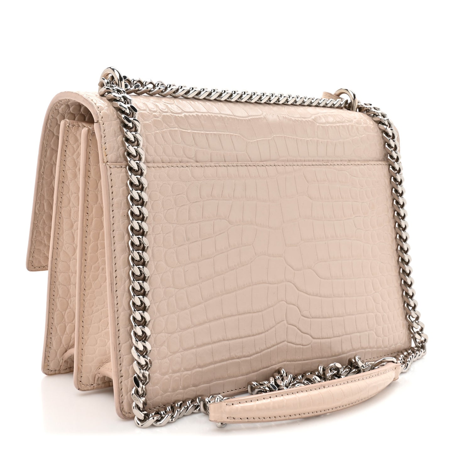 Calfskin Crocodile Embossed Medium Monogram Sunset Rose Antic