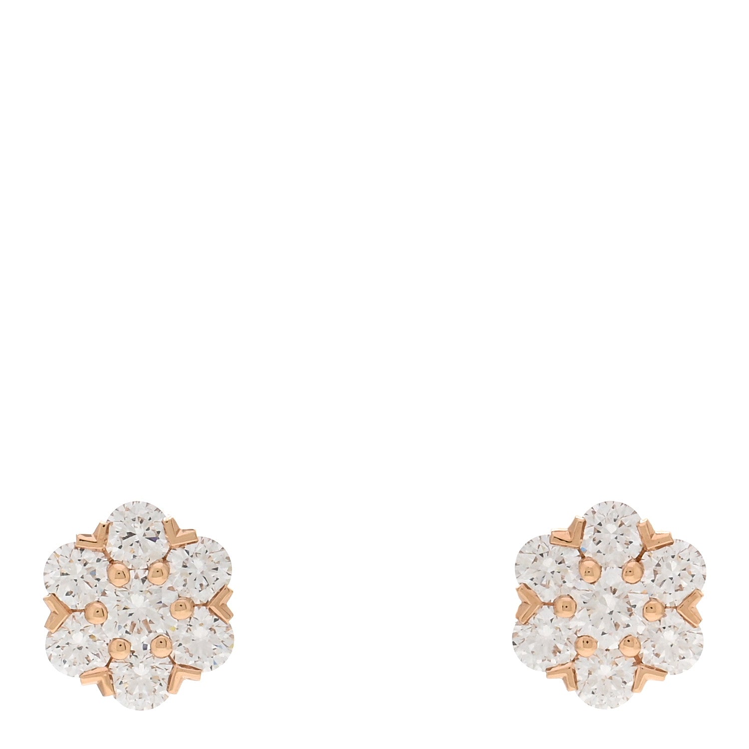 Van Cleef & Arpels 18K Rose Gold Diamond Fleurette Earrings 1 of 5