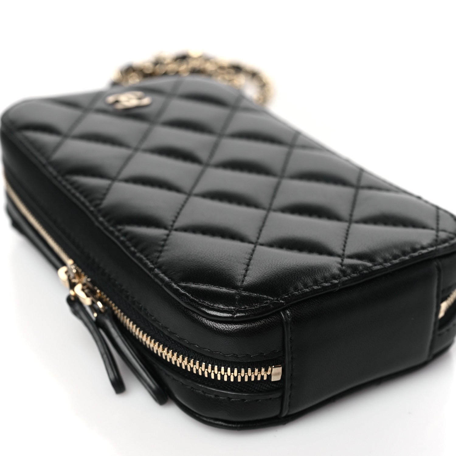 Chanel Lambskin Quilted Zip Phone Case Black 7 of 8